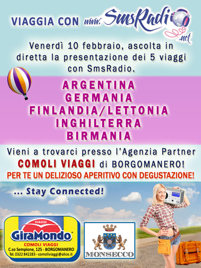 SmsRadio diretta dall'agenzia Giramondo Comoli Viaggi